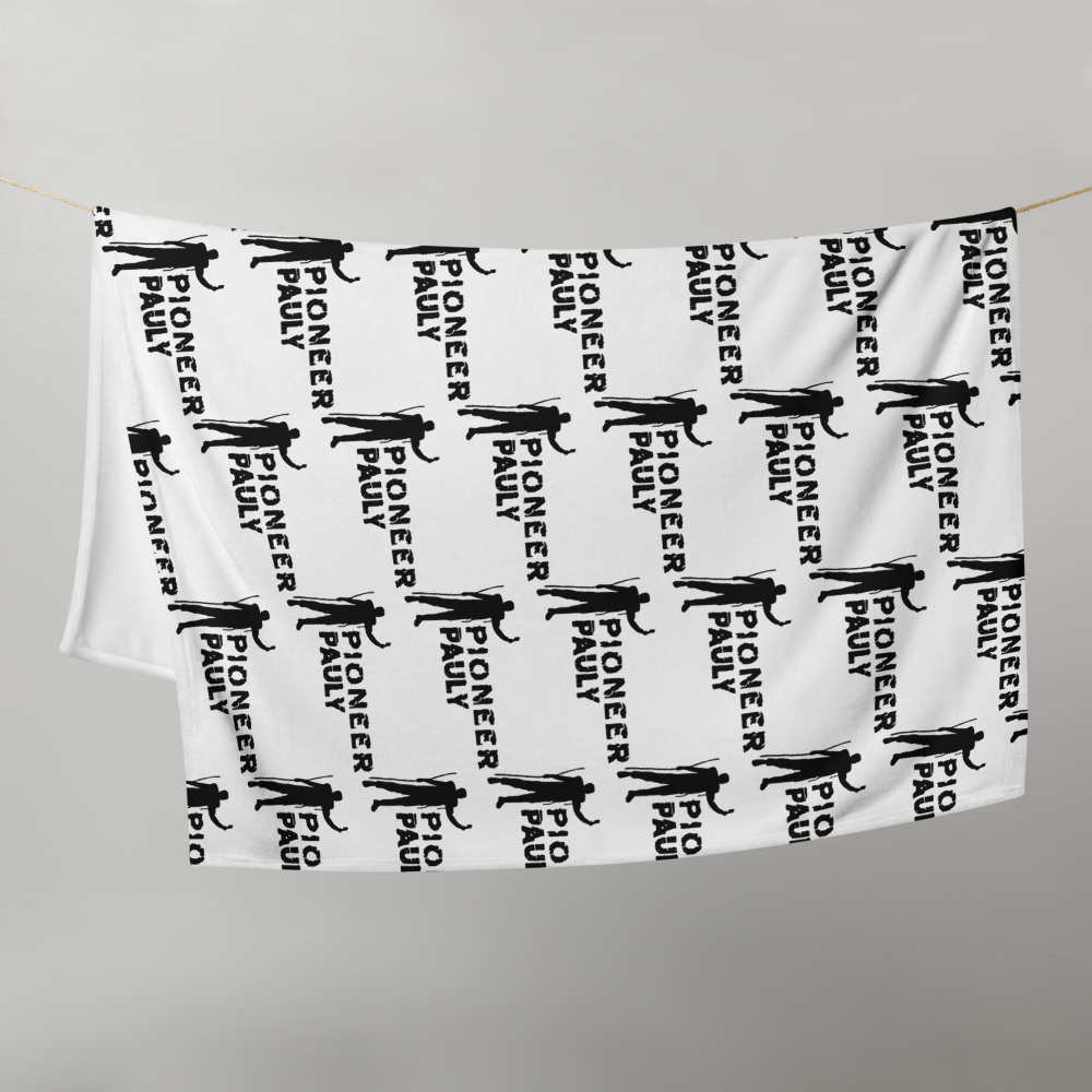 Pioneer Pauly Logo Pattern White Throw Blanket