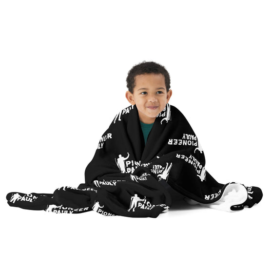 PioneerPauly Patterned Logo Black Throw Blanket